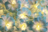 1 Set of 20 LED Tropical Blue Frangipani Flower Battery 3m String Lights Christmas Gift Home Wedding Beach Party Decoration Outdoor Table Centrepiece - Top-Down View