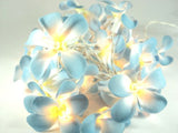 1 Set of 20 LED Tropical Blue Frangipani Flower Battery 3m String Lights Christmas Gift Home Wedding Beach Party Decoration Outdoor Table Centrepiece - Rear View