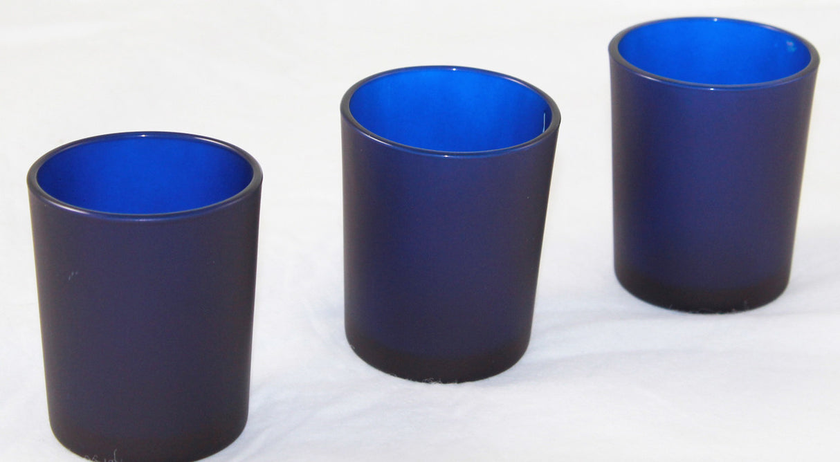 20 Pack Blue Frosted Glass Votive Tealight Candle Holders House Party Centerpiece Xmas Wedding Decor Glass Candlestick Party Decorations Bridal Baby Shower Event