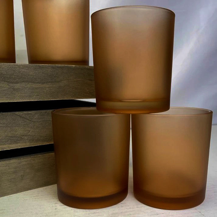 10 Pack Brown Frosted Glass Votive Tealight Candle Holders House Party Centerpiece Xmas Wedding Decor Glass Candlestick Party Decorations Bridal Valentines Event