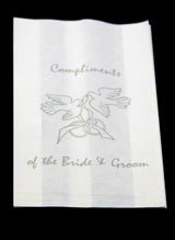 100 Pack Wedding Cake Bags Greaseproof Wax Paper Slice Take Home Favour Silver Doves - Top-Down View