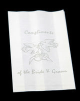 100 Pack Wedding Cake Bags Greaseproof Wax Paper Slice Take Home Favour Silver Doves - Rear View