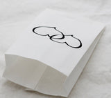 50 Pack Wedding Cake Bags Greaseproof Wax Paper Slice Take Home Favour Large Heart - Side View