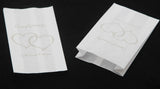 50 Pack Wedding Cake Bags Greaseproof Wax Paper Slice Take Home Favour Silver Heart n Message - Front View