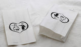 50 Pack Wedding Cake Bags Greaseproof Wax Paper Slice Take Home Favour Bride Groom in Heart