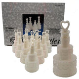 50 Pack Wedding Cake Blow Bubble Bottles White Plastic 6cm High Bomboniere Favour Guest Gift - Top-Down View