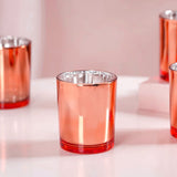 10 Pack Copper Votive Tealight Candle Holders Valentines Day Mercury  Wedding Decor Glass Candlestick Party Decorations Bridal Baby Shower Event - Top-Down View