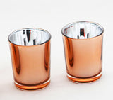 10 Pack Copper Votive Tealight Candle Holders Valentines Day Mercury  Wedding Decor Glass Candlestick Party Decorations Bridal Baby Shower Event - Rear View
