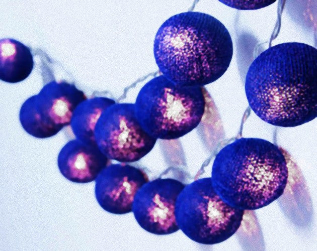 50 Ball Dark Blue LONG 5m String Light Battery Box 5cm Cotton Ball  Christmas Birthday Boy Special Occasion Decoration