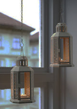 Dark Grey Metal Miners Lantern Summer Wedding Home Party Room Balconey Deck Decoration 21cm Tealight Candle - Side View