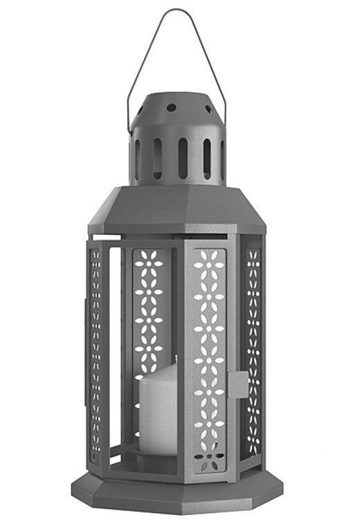 Set of 5 Dark Grey Metal Hanging Lanterns - 21cm Tealight Holders for Weddings and Home Ambiance
