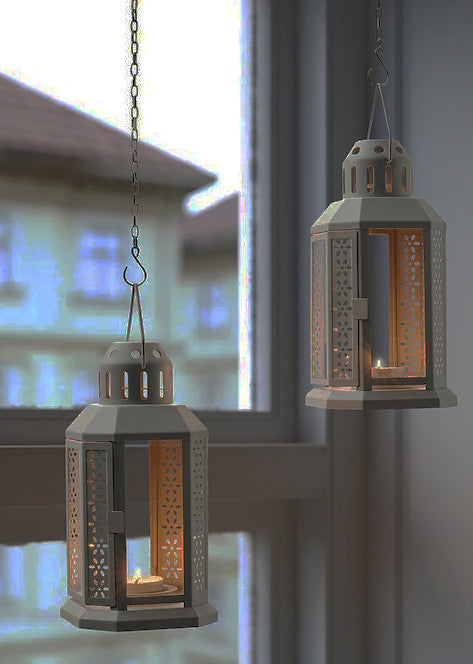 Set of 5 Dark Grey Metal Hanging Lanterns - 21cm Tealight Holders for Weddings and Home Ambiance