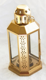 Set of 5 Gold Metal Lanterns for Weddings and Parties - 21cm Tealight Candle Holders for Home and Outdoor Decor