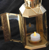 Set of 5 Gold Metal Lanterns for Weddings and Parties - 21cm Tealight Candle Holders for Home and Outdoor Decor - Side View