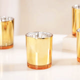 10 Pack Gold Votive Tealight Candle Holders Valentines Day Mercury  Wedding Decor Glass Candlestick Party Decorations Bridal Baby Shower Event - Front View
