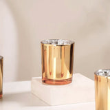 10 Pack Gold Votive Tealight Candle Holders Valentines Day Mercury  Wedding Decor Glass Candlestick Party Decorations Bridal Baby Shower Event - Top-Down View