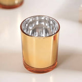 10 Pack Gold Votive Tealight Candle Holders Valentines Day Mercury  Wedding Decor Glass Candlestick Party Decorations Bridal Baby Shower Event - 45-Degree Angle