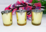 10 Pack Gold Votive Tealight Candle Holders Valentines Day Mercury  Wedding Decor Glass Candlestick Party Decorations Bridal Baby Shower Event - Close-Up Angle