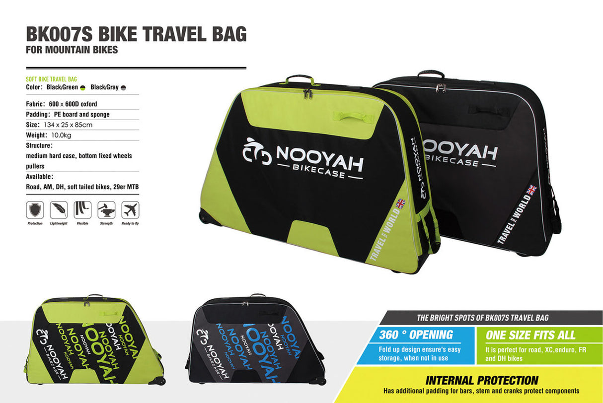 NOOYAH Universal Bike Travel Case - Lightweight EVA Shell for Mountain, Road, and Gravel Bikes - BK007S