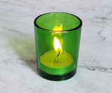 10 Pack Green Glass Votive Candle Holders Table Centreoieces  Xmas Wedding Anniversary Event Recption Party Function or Home Decor - Front View