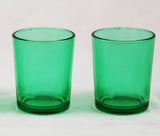 10 Pack Green Glass Votive Candle Holders Table Centreoieces  Xmas Wedding Anniversary Event Recption Party Function or Home Decor - 45-Degree Angle