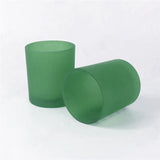 10 Pack Green Frosted Glass Votive Candle Holders Table Centreoieces  Xmas Wedding Anniversary Event Recption Party Function or Home Decor - Front View