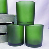 10 Pack Green Frosted Glass Votive Candle Holders Table Centreoieces  Xmas Wedding Anniversary Event Recption Party Function or Home Decor - Side View
