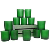 20 Pack Green Frosted Glass Votive Candle Holders Table Centreoieces  Xmas Wedding Anniversary Event Recption Party Function or Home Decor - Front View
