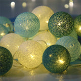 20 Ball Green 3m String Light Battery Box 5cm Cotton Ball  Christmas Birthday Garden Special Occasion Decoration - Front View