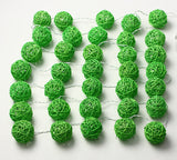 1 Set of Green 5cm Rattan Cane 20 Ball Battery Powered 3m String Lights Christmas Gift Home Wedding Party Bedroom Decoration Table Centrepiece - Front View