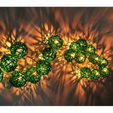 1 Set of Green 5cm Rattan Cane 20 Ball Battery Powered 3m String Lights Christmas Gift Home Wedding Party Bedroom Decoration Table Centrepiece - Top-Down View