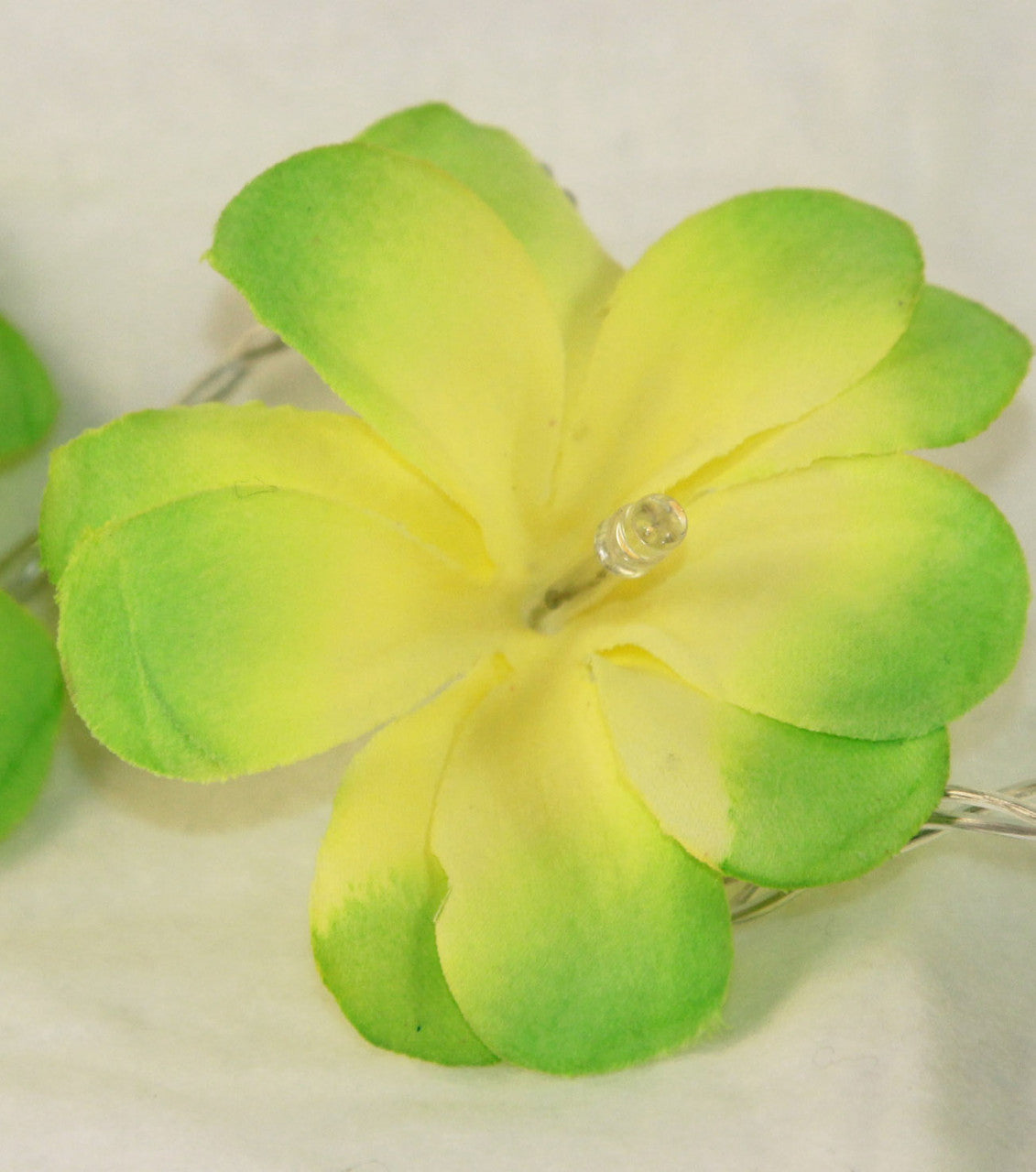 20 LED Green Frangipani Flower Battery-Powered String Lights for Home, Wedding, and Party Decorations - 3m Garland for Indoor and Outdoor Use