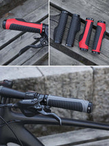 Bicycle Grips MTB Road Bike Double Lock Rubber Handlebar Grips Anti-Slip Rock Bros BLACK - Extra Image