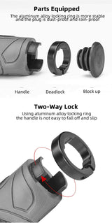 Bicycle Grips MTB Road Bike Double Lock Rubber Handlebar Grips Anti-Slip Rock Bros BLUE - Close-Up Angle