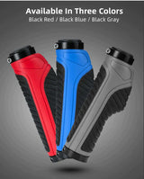 Bicycle Grips MTB Road Bike Double Lock Rubber Handlebar Grips Anti-Slip Rock Bros BLUE - Low Angle