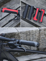 Bicycle Grips MTB Road Bike Double Lock Rubber Handlebar Grips Anti-Slip Rock Bros RED - Extra Image