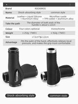 Deluxe Hand Grips Shock Absorbing Rockbros MTB Mountain Bike Tourer Double Lock BLACK Handlebar Grips Anti-skid 2.22cm - Low Angle