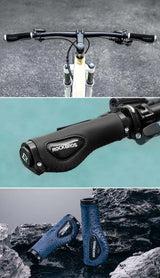 Deluxe Hand Grips Shock Absorbing Rockbros MTB Mountain Bike Tourer Double Lock BLACK Handlebar Grips Anti-skid 2.22cm - Extra Image