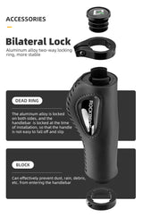 Deluxe Hand Grips Shock Absorbing Rockbros MTB Mountain Bike Tourer Double Lock BLACK Handlebar Grips Anti-skid 2.22cm - Extra Image