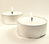 Extra-Large Tealight Candles 6cm Wide in Silver Foil Cups - Pack of 10 for Parties, Weddings, BBQs, and Romantic Dinners - Side View
