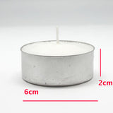 Extra Large Tealight Candles 6cm Wide in Silver Foil Cups - 50 Pack for Events, Weddings, BBQs, and Romantic Decor - Front View