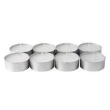 Extra Large Tealight Candles 6cm Wide in Silver Foil Cups - 50 Pack for Events, Weddings, BBQs, and Romantic Decor - Top-Down View