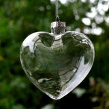 20 Pack Iridescent Glass Heart Ornaments Fillable Baubles for Christmas Party Wedding DIY Craft Decorations - Front View