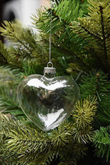 20 Pack Iridescent Glass Heart Ornaments Fillable Baubles for Christmas Party Wedding DIY Craft Decorations - Close-Up Angle