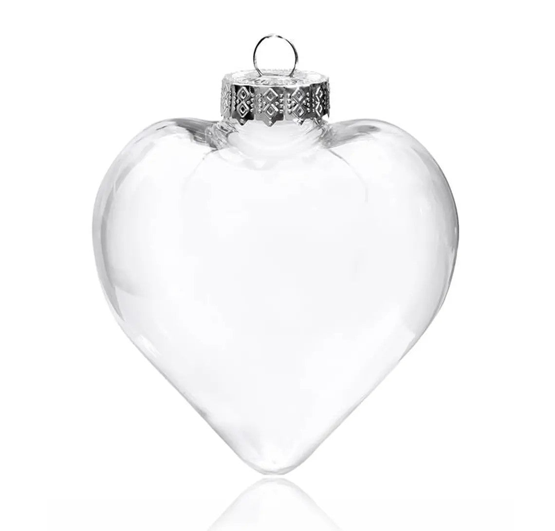 5 Pack Iridescent Glass Heart Ornaments Fillable Baubles for Christmas Party Wedding DIY Craft Decorations