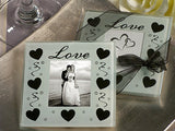 20 Pack Wedding Coasters Glass Square Photo Frame Bomboniere Favour 9x9cm - 2 Frames per Pack - Side View