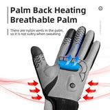 MTB Heated Gloves Large for Mountain Road Bike Breathable Winter Autumn Cycling Camping Running Outdoor Sport Rockbros - Top-Down View