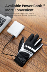 MTB Heated Gloves Large for Mountain Road Bike Breathable Winter Autumn Cycling Camping Running Outdoor Sport Rockbros - Extra Image