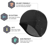 Helmet Fleece Inner Liner Cycling Skull Cap Winter Thermal MTB Mountain Cycling Cap for Men Women Headwear for Running Skiing & Winter Sports BLACK Rockbros - Front View