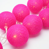 20 Ball HOT Pink 3m String Light Battery Box 5cm Cotton Ball  Christmas Birthday Bbay Girl Special Occasion Decoration - Front View